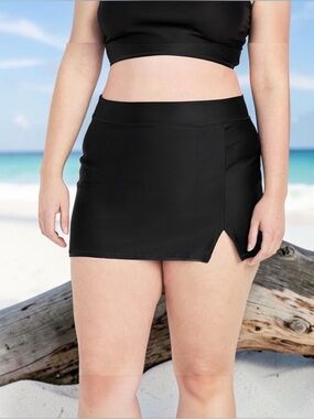 Old Navy, Plus Size, High Waisted Swim Skirt Black Built-In Shorts, XXL
